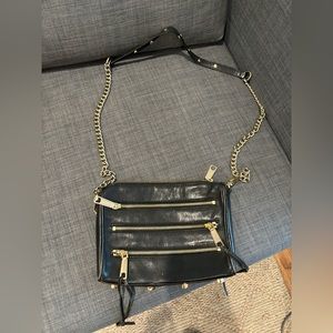 Rebecca Minkoff Crossbody 9”x6.5” Black leather gold hardware